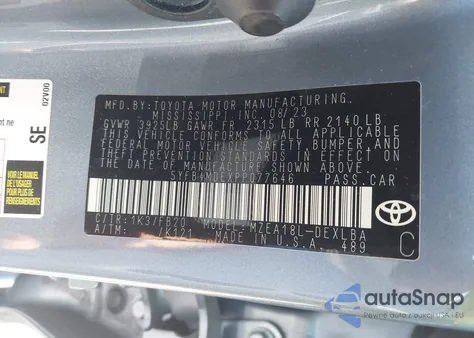 2023 Toyota Corolla Le из США, поврежденный, VIN 5YFB4MDEXPP077646